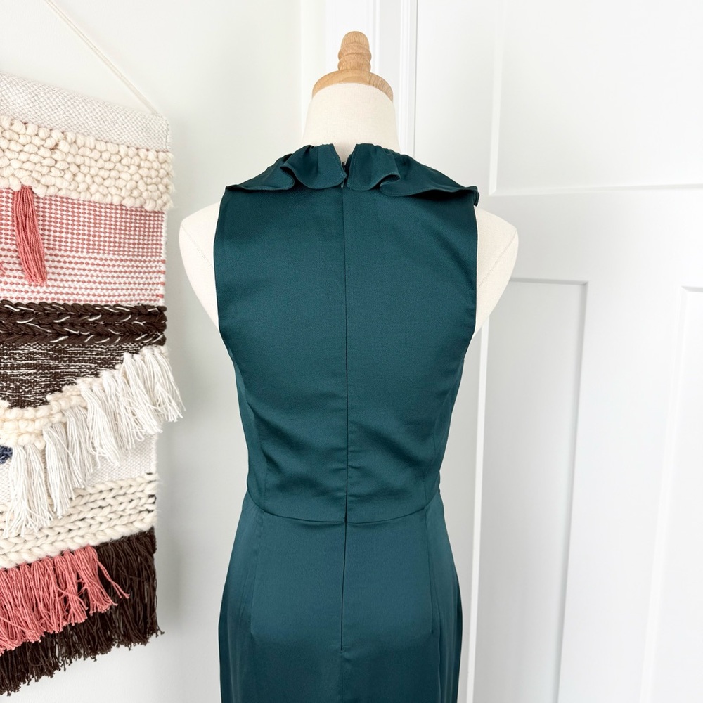Shona Joy Luxe Plunge Frill Dress Emerald Green Sz 4 - Picture 6 of 10